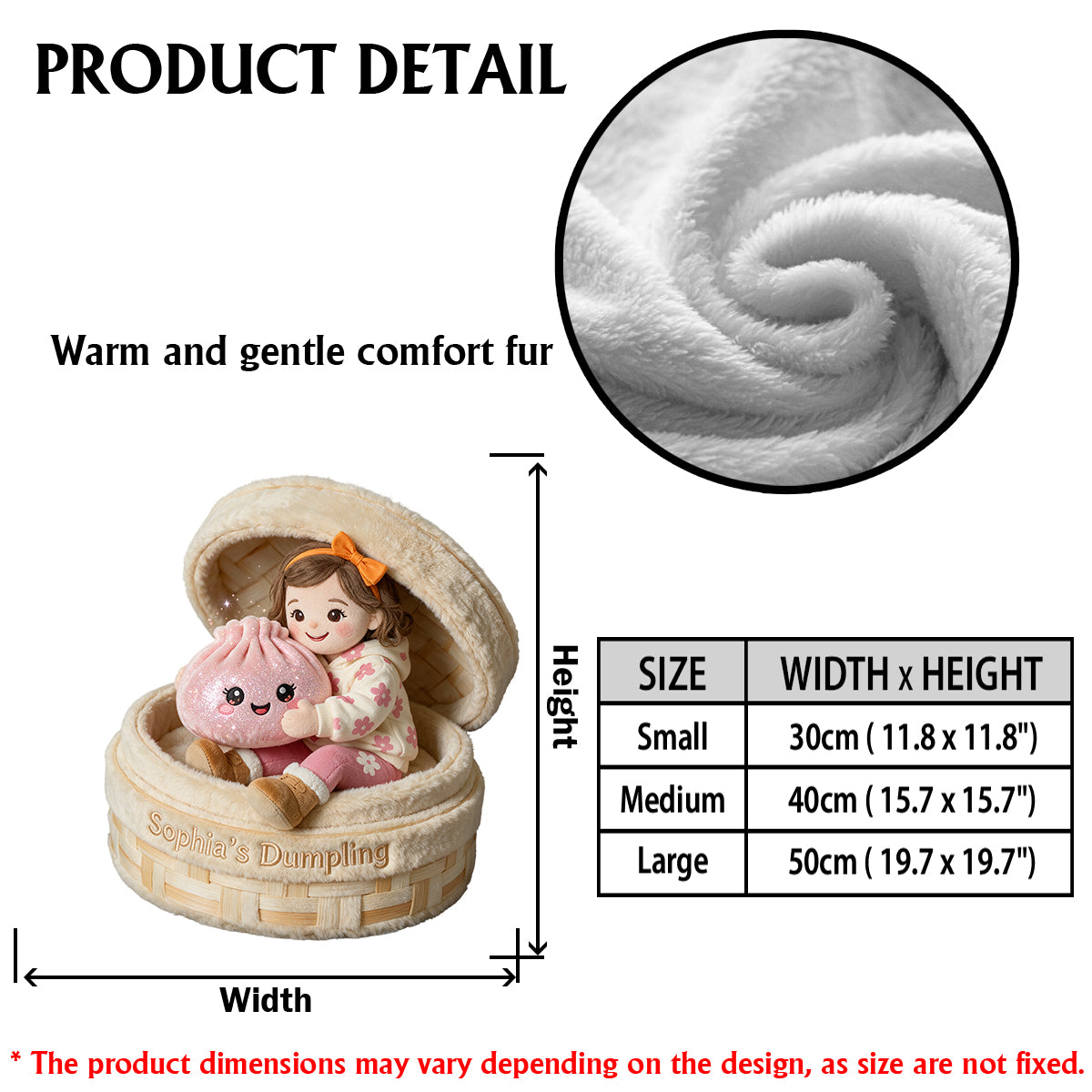 Das Lustige Mystery-Dumpling für Kinder - Personalisierbares Premium-Faux-Fur-Kissen