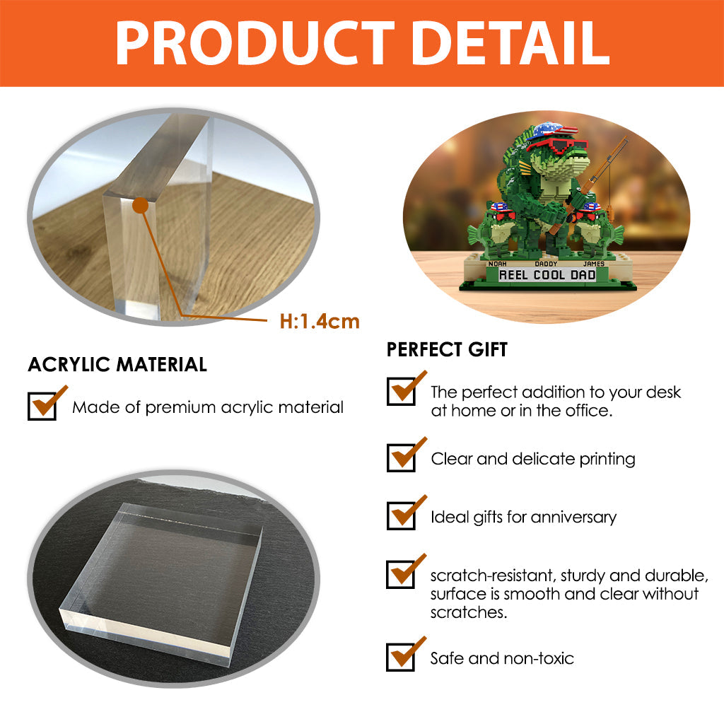 Reel Cool Dad, Grandpa - Personalized Father Custom Shaped Acrylic Plaque