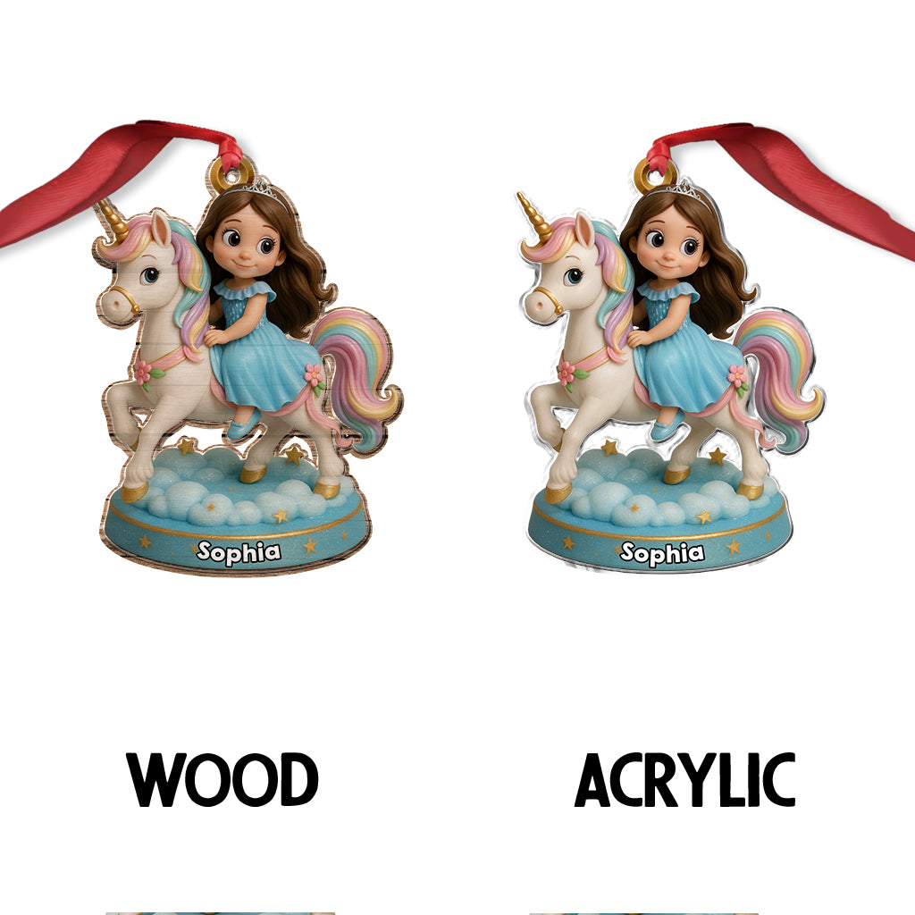 Custom From Any Photo, Gift For Unicorrn Loving Girls - Personalized Kid Custom Shaped Ornament