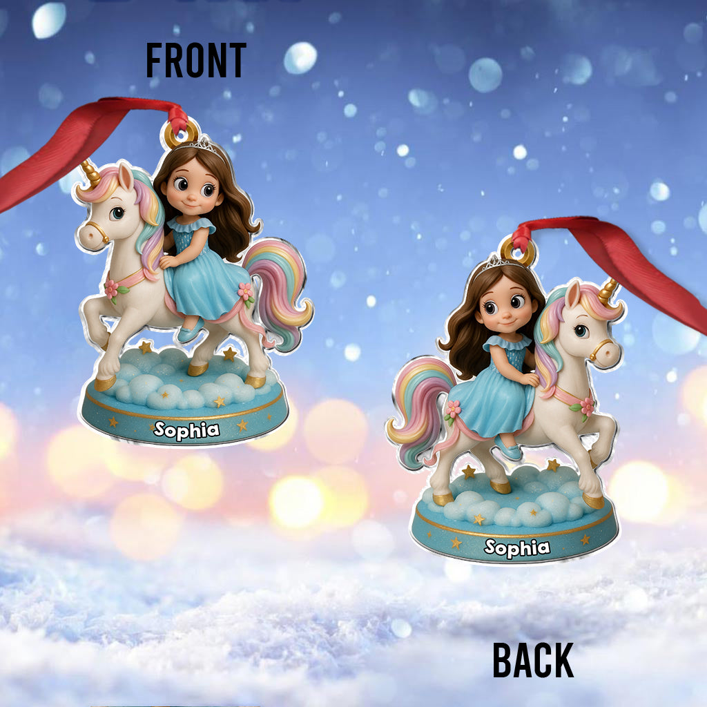 Custom From Any Photo, Gift For Unicorrn Loving Girls - Personalized Kid Custom Shaped Ornament