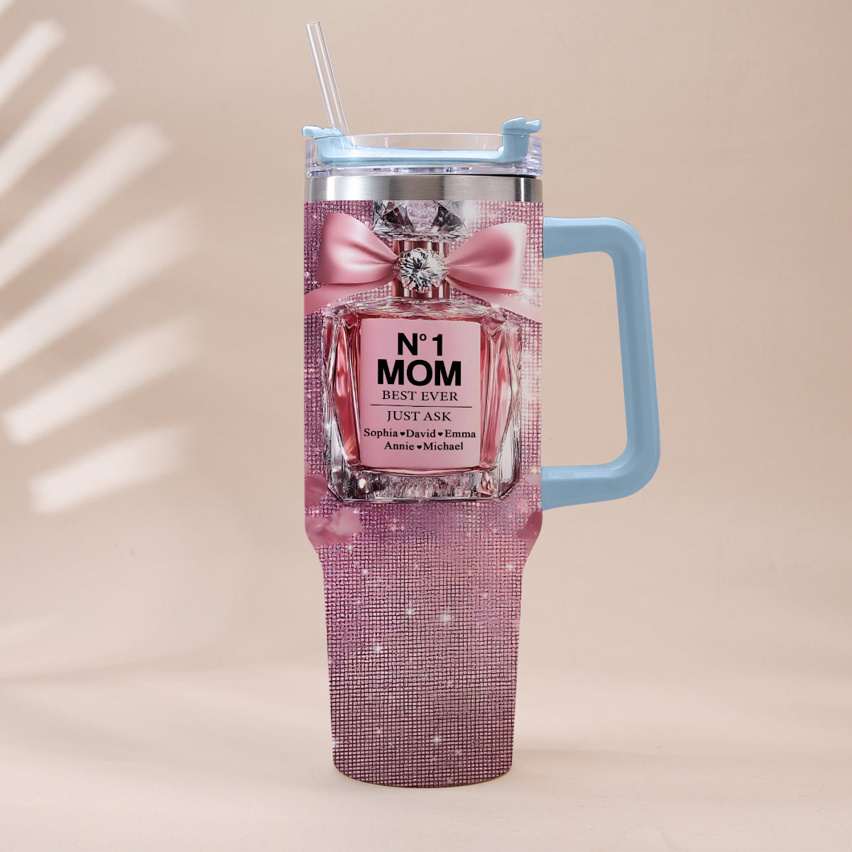 No1 Mom Ever - Personalized Mother Tumbler With Handle