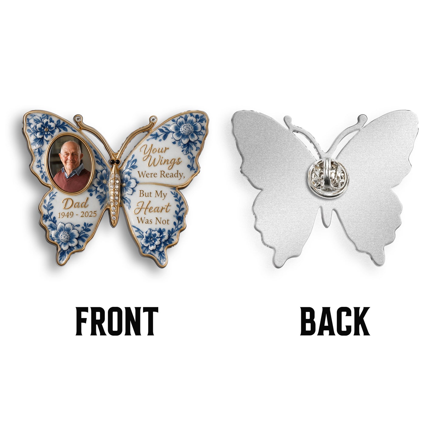 Your Wings Were Ready, But My Heart Was Not - Personalized Memorial 3D Embossed Enamel Pin