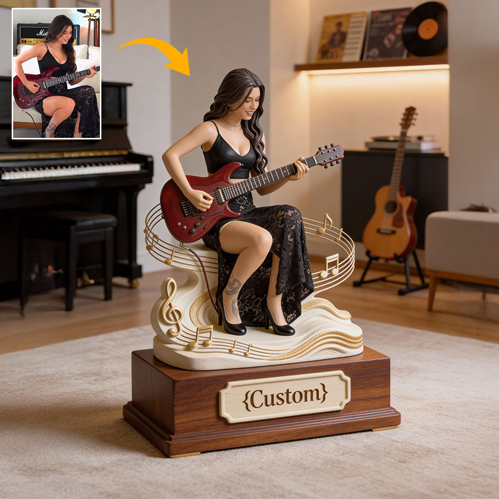 Cadeau pour guitariste et mélomane - Plaque acrylique personnalisée en forme de guitare