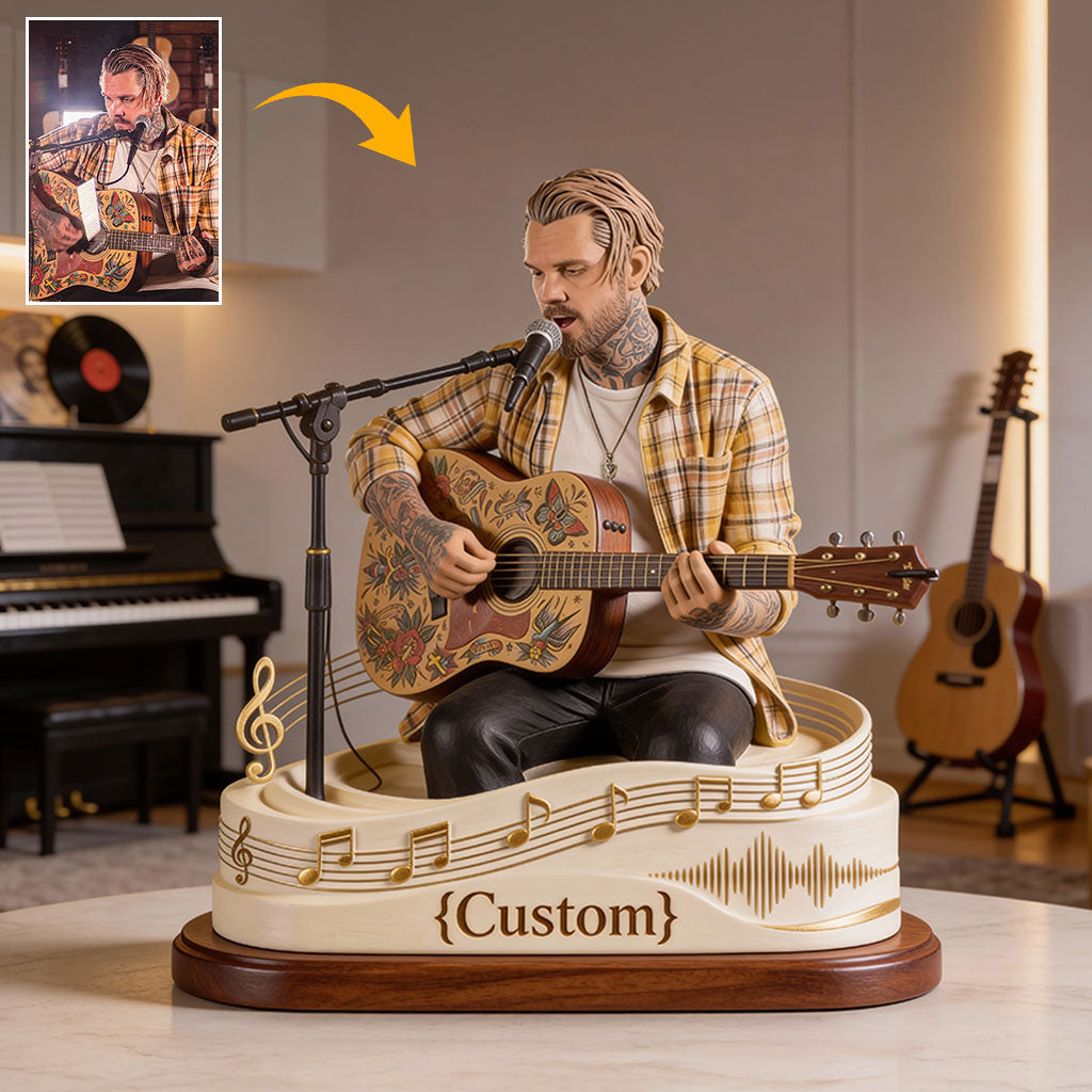 Cadeau pour guitariste et mélomane - Plaque acrylique personnalisée en forme de guitare