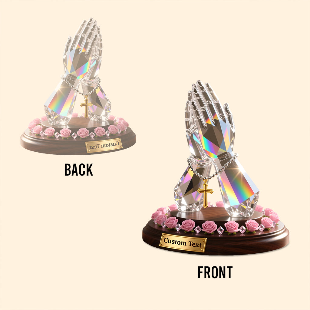 Praying Hand With Roses - Personalized Christian Custom Shaped Acrylic Plaque