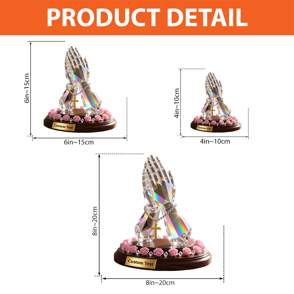 Praying Hand With Roses - Personalized Christian Custom Shaped Acrylic Plaque