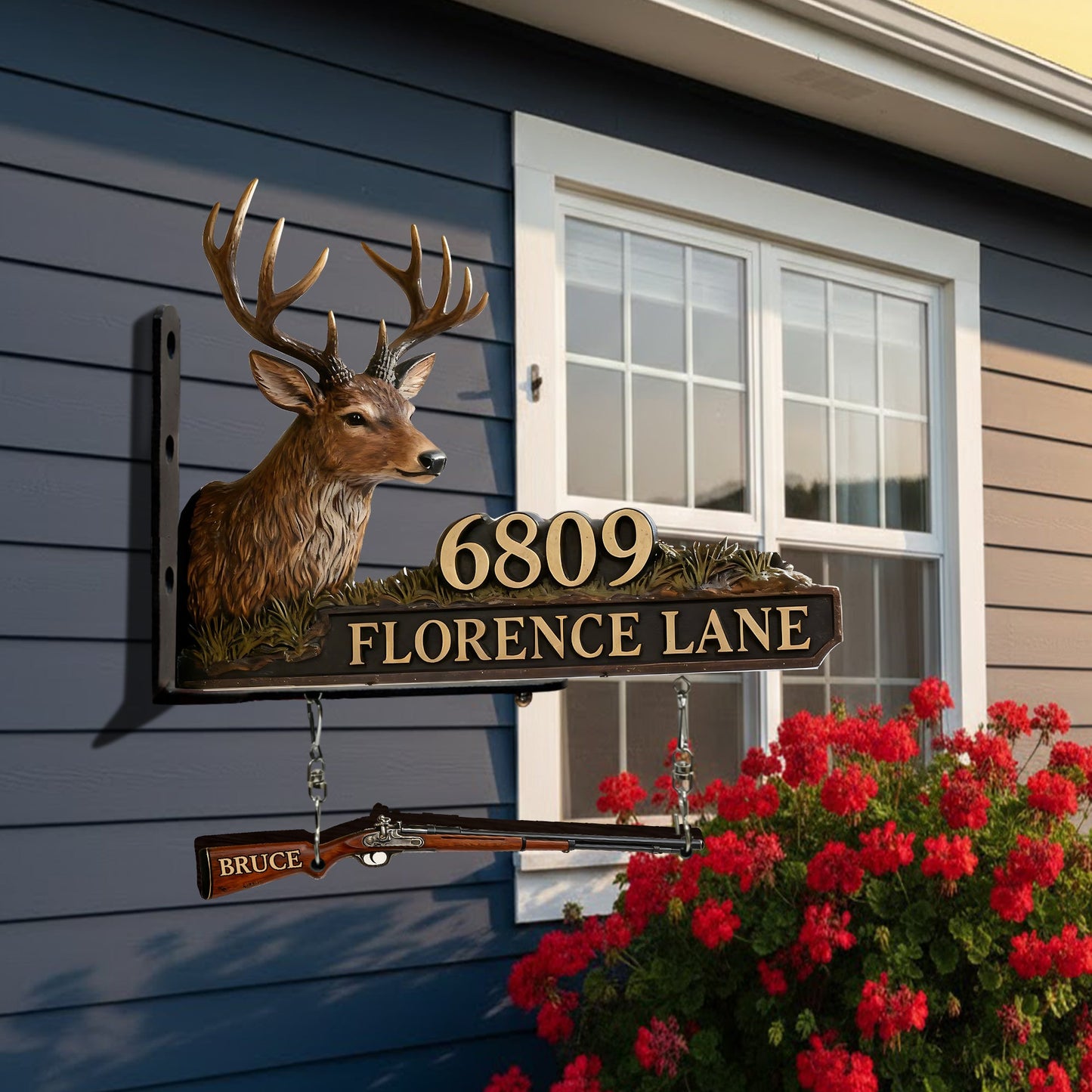 Hirschkopf - Personalisiertes Jagd-Wandschild aus Holz