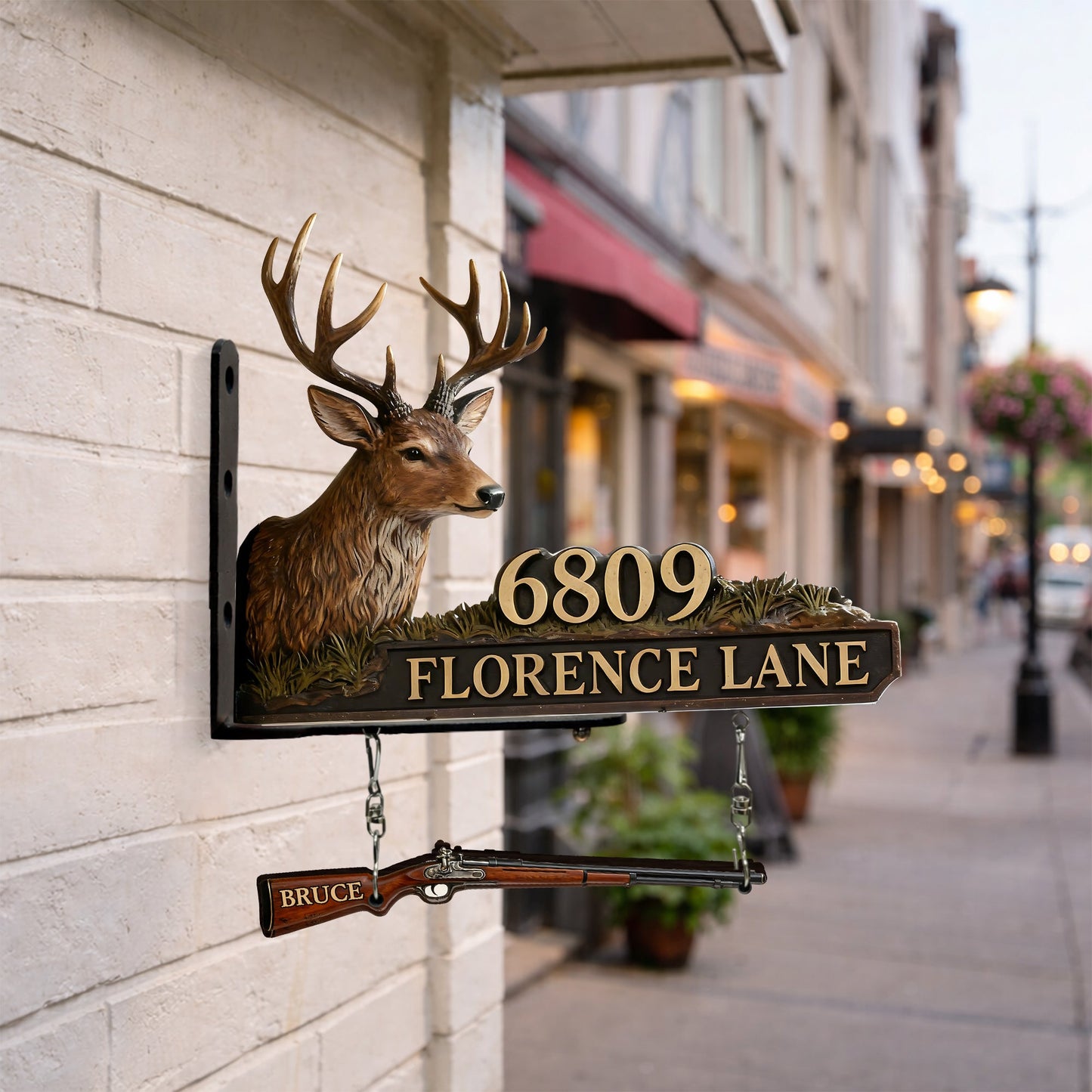 Hirschkopf - Personalisiertes Jagd-Wandschild aus Holz