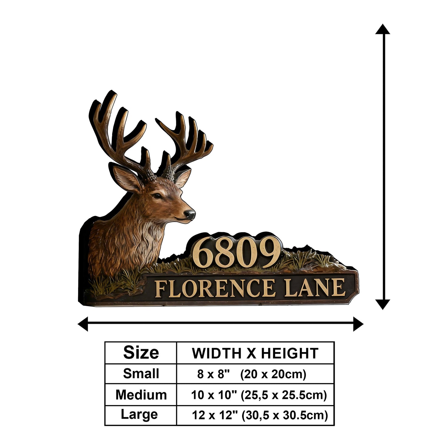 Hirschkopf - Personalisiertes Jagd-Wandschild aus Holz