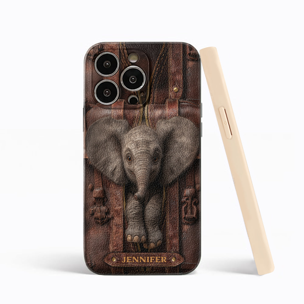 Juste une fille qui aime les éléphants - Étui de téléphone personnalisé en cuir avec motif éléphant