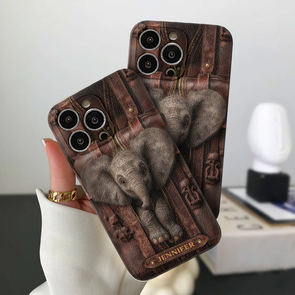 Juste une fille qui aime les éléphants - Étui de téléphone personnalisé en cuir avec motif éléphant