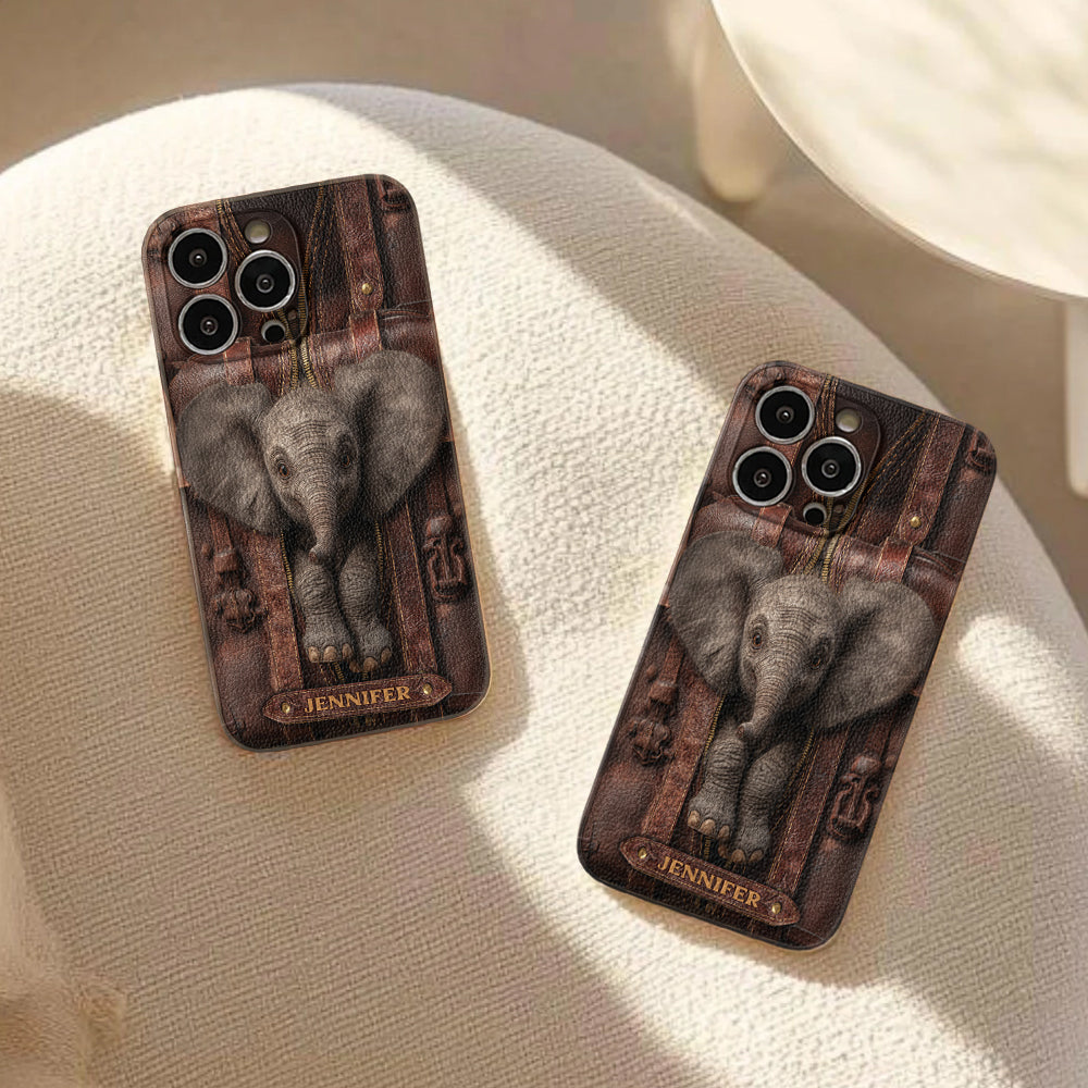 Juste une fille qui aime les éléphants - Étui de téléphone personnalisé en cuir avec motif éléphant