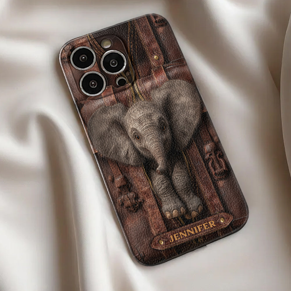 Juste une fille qui aime les éléphants - Étui de téléphone personnalisé en cuir avec motif éléphant