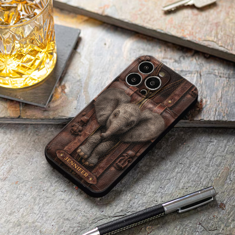 Juste une fille qui aime les éléphants - Étui de téléphone personnalisé en cuir avec motif éléphant