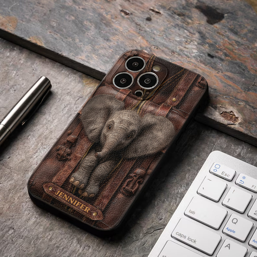 Juste une fille qui aime les éléphants - Étui de téléphone personnalisé en cuir avec motif éléphant