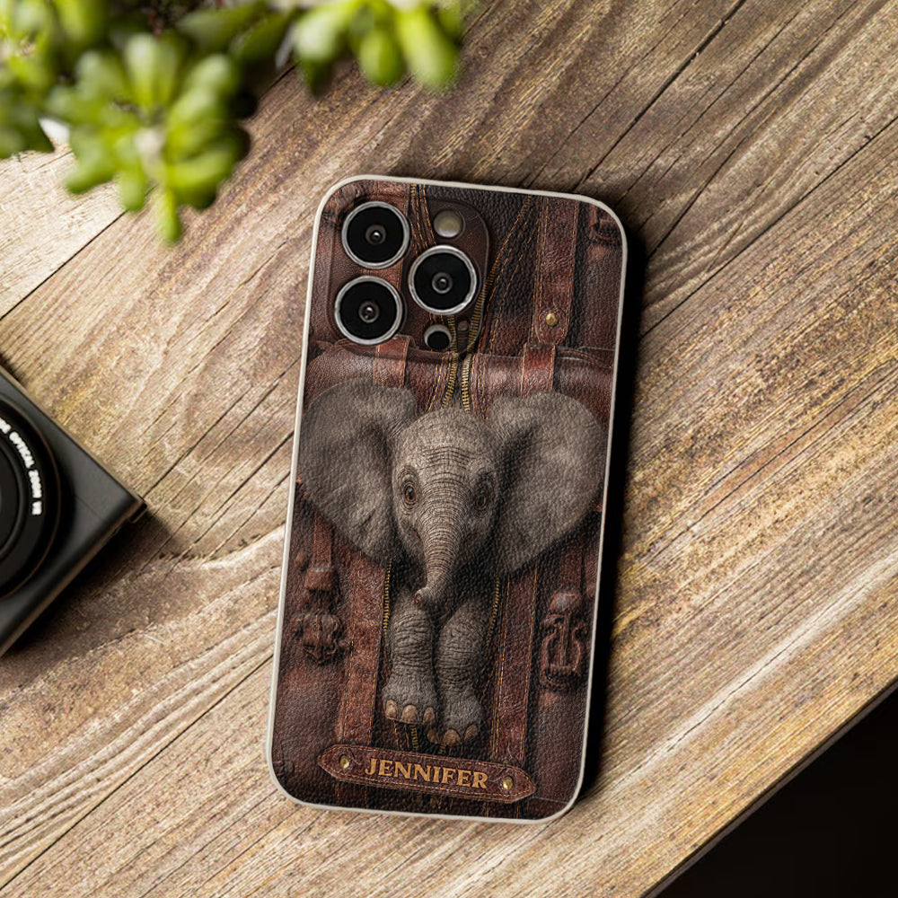 Juste une fille qui aime les éléphants - Étui de téléphone personnalisé en cuir avec motif éléphant