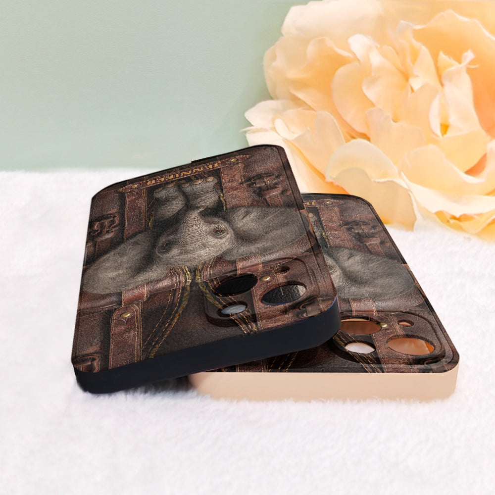 Juste une fille qui aime les éléphants - Étui de téléphone personnalisé en cuir avec motif éléphant