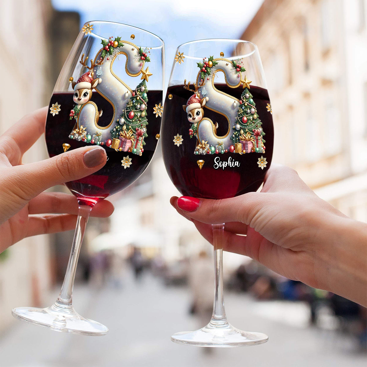 Sparkle Family - Personalized Family Wine Glass With Long Stem