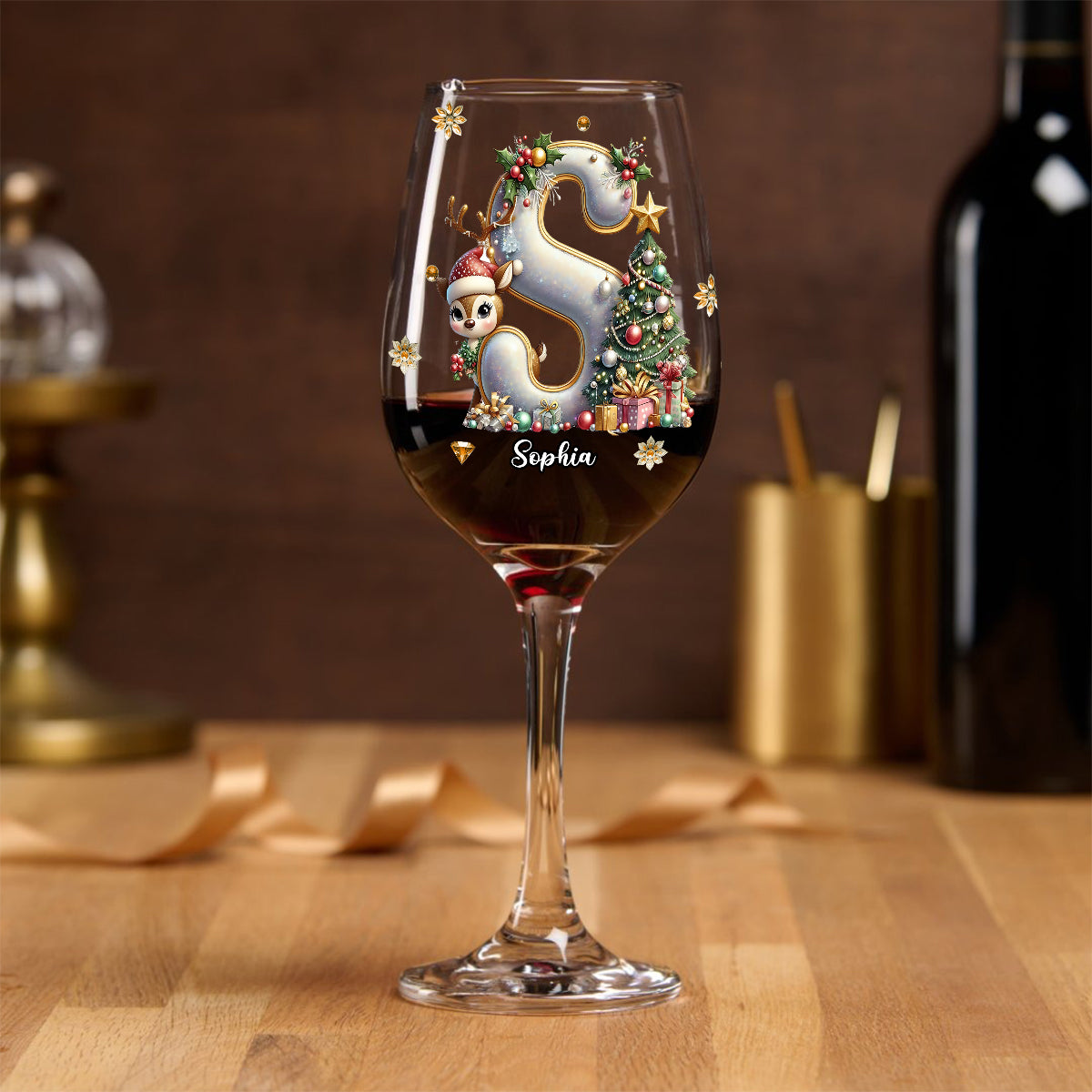 Sparkle Family - Personalized Family Wine Glass With Long Stem