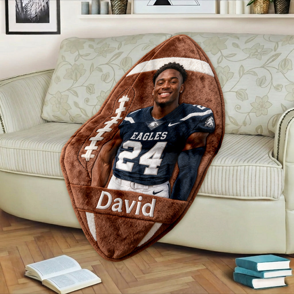 Any Sport Any Ball - Personalized Football Shaped Fleece Blanket