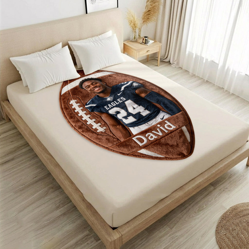 Any Sport Any Ball - Personalized Football Shaped Fleece Blanket