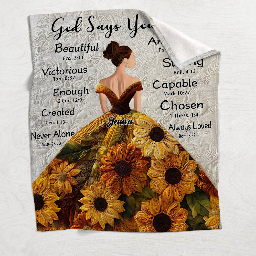 God Says You Are - Personalized African American Blanket