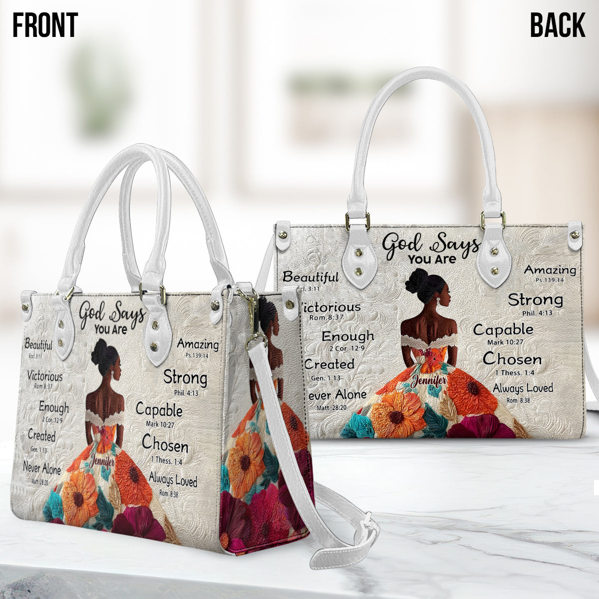 Dieu dit que tu l'es - Sac à main personnalisé en cuir afro-américain