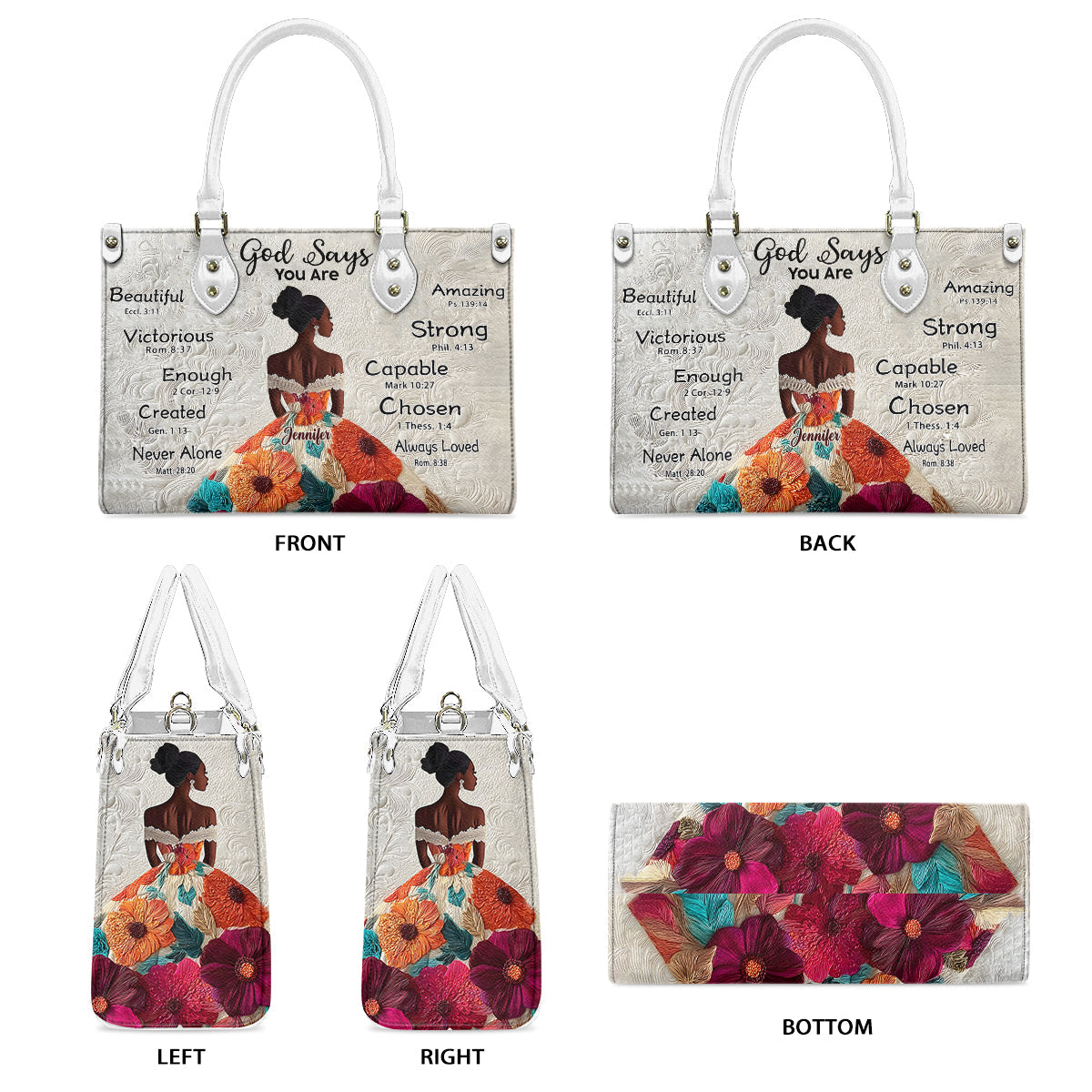 Dieu dit que tu l'es - Sac à main personnalisé en cuir afro-américain