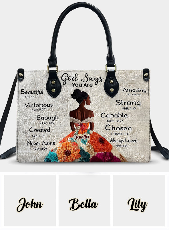 Dieu dit que tu l'es - Sac à main personnalisé en cuir afro-américain