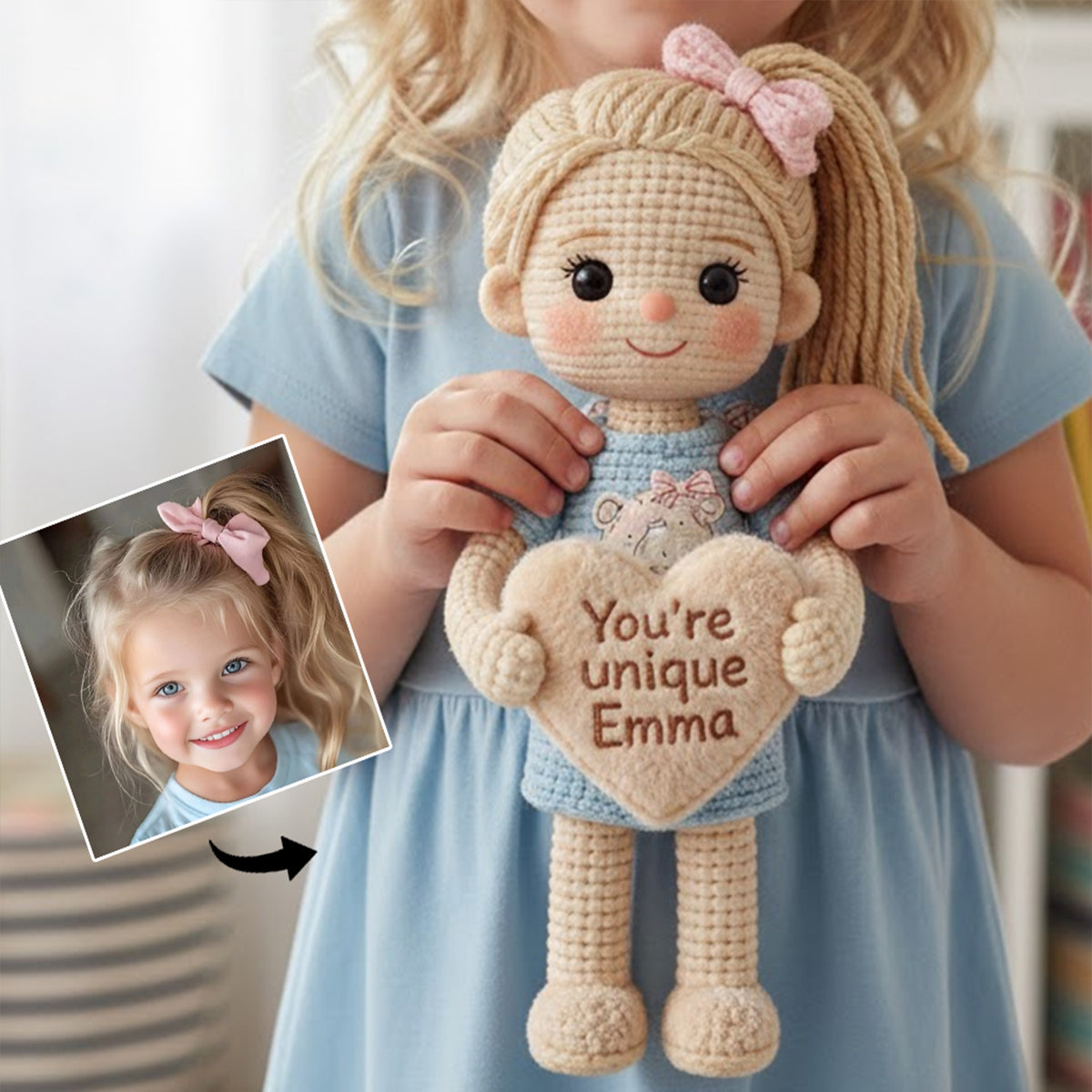 Cadeau idéal pour enfant avec une photo personnalisée - Oreiller en fausse fourrure premium personnalisé pour enfant