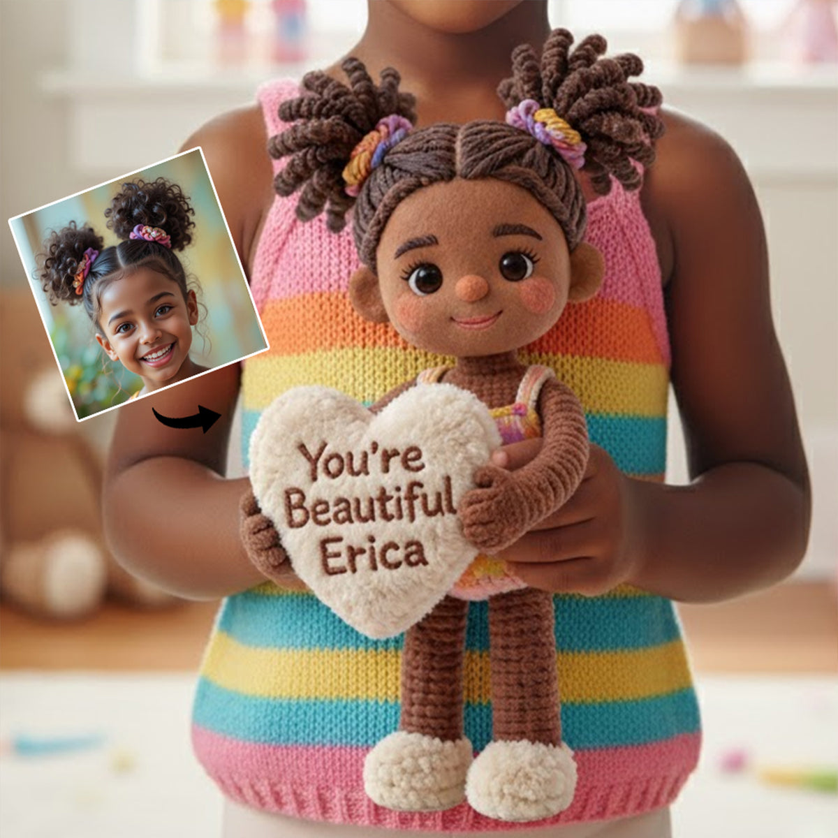 Cadeau idéal pour enfant avec une photo personnalisée - Oreiller en fausse fourrure premium personnalisé pour enfant