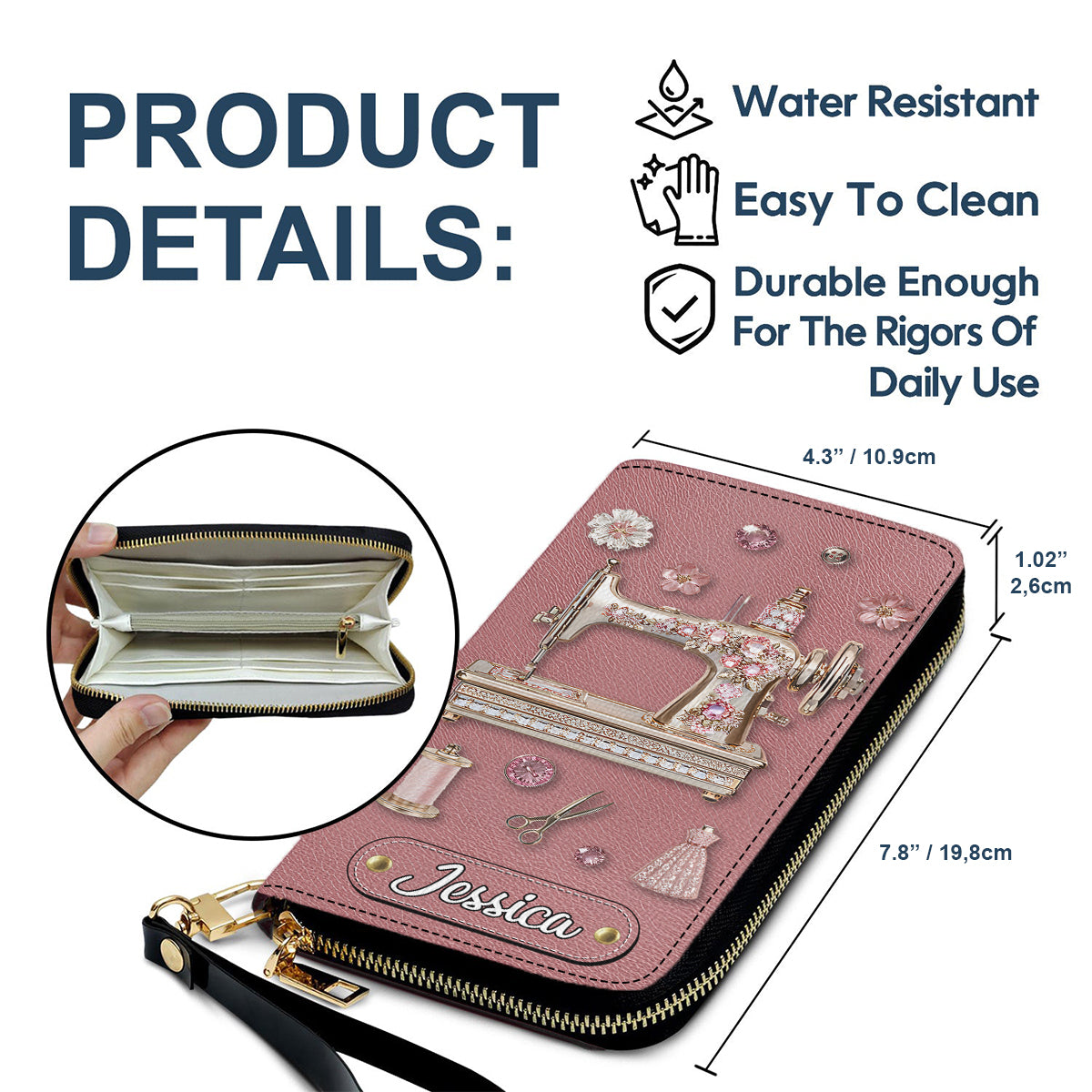 Beautiful Sewing Machine - Personalized Sewing Leather Long Wallet