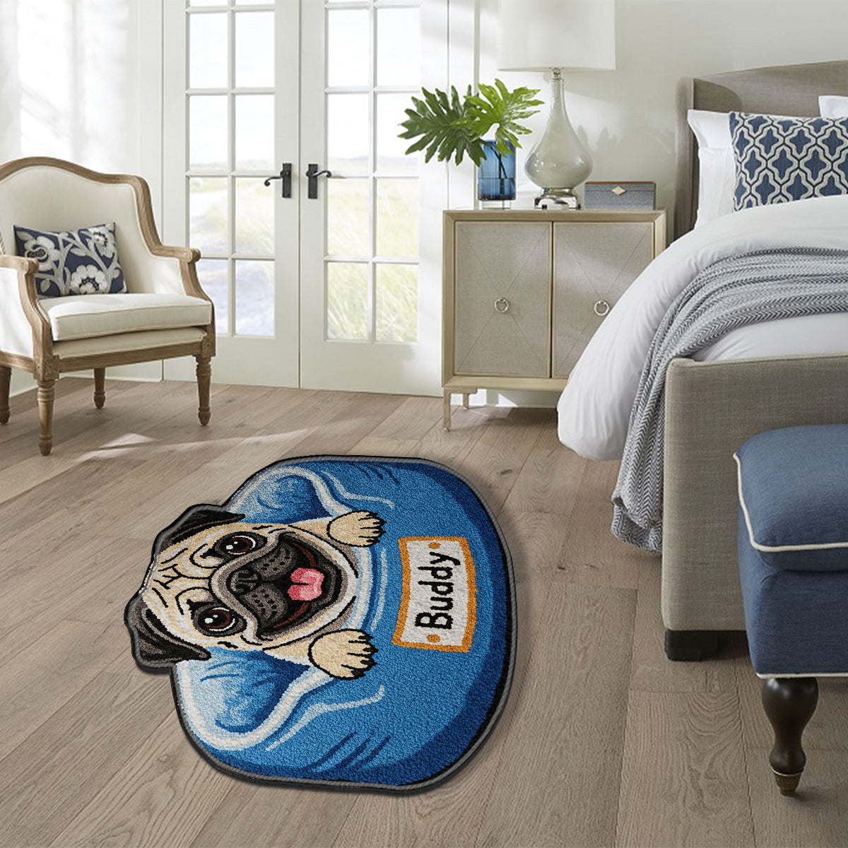 Happy Peeking Dog - Personalized Dog Non-Slip Tufted Rug
