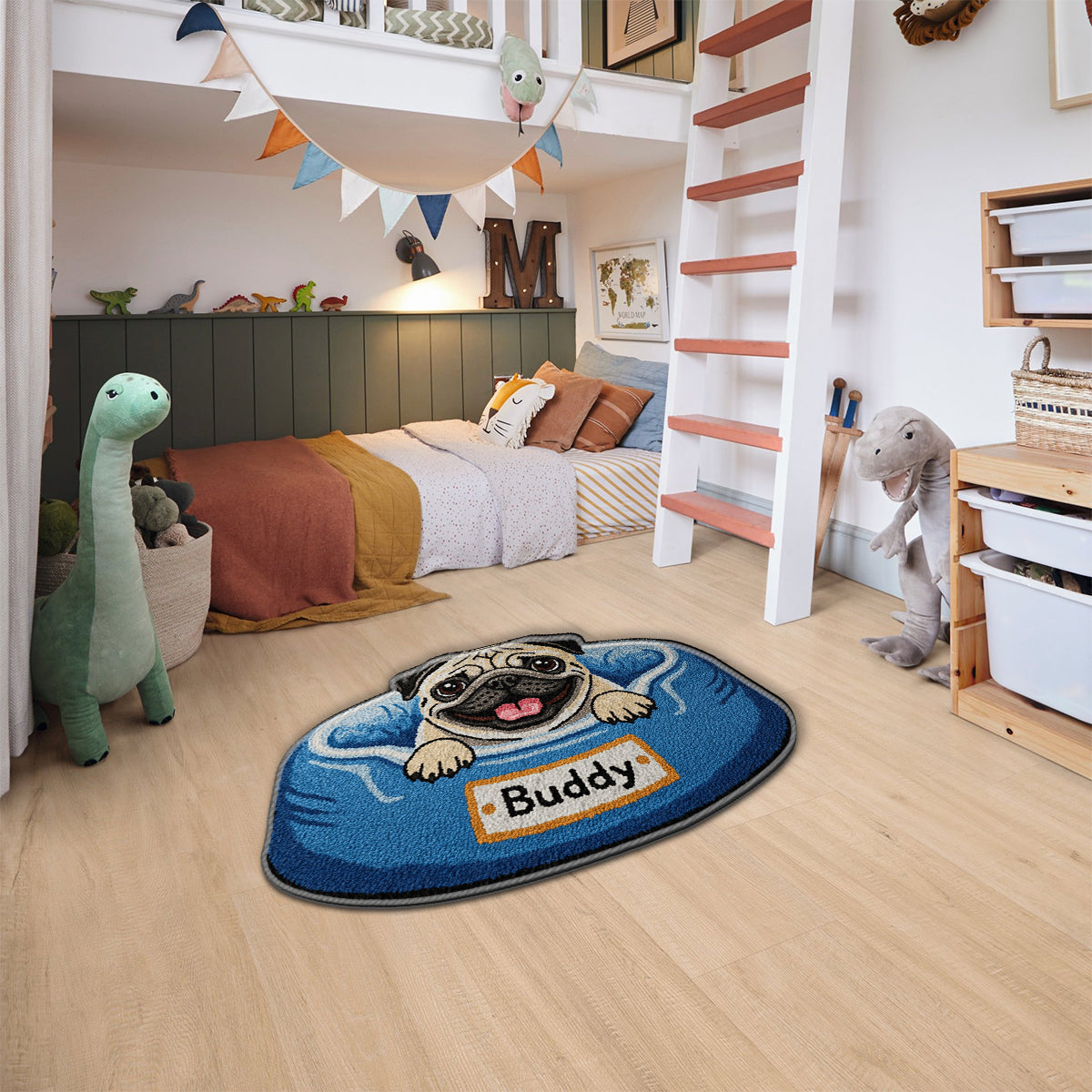 Happy Peeking Dog - Personalized Dog Non-Slip Tufted Rug