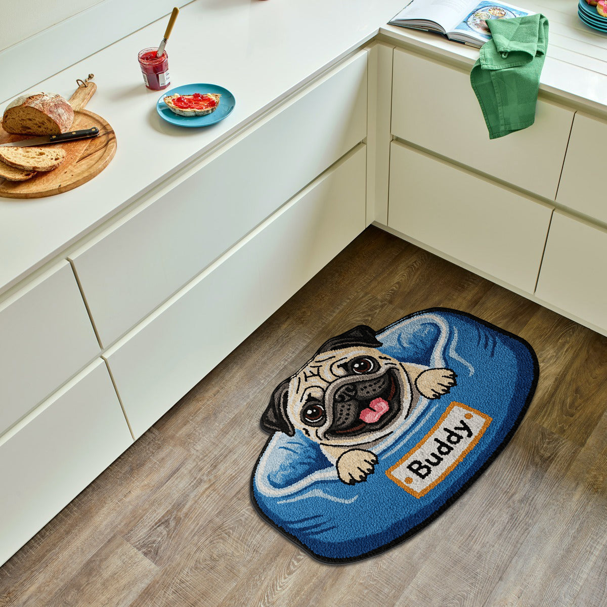 Happy Peeking Dog - Personalized Dog Non-Slip Tufted Rug