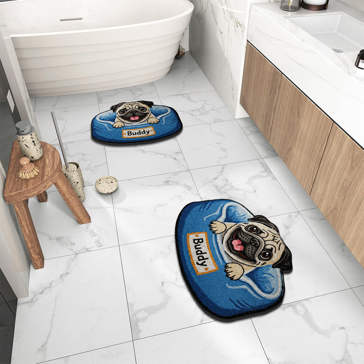 Happy Peeking Dog - Personalized Dog Non-Slip Tufted Rug