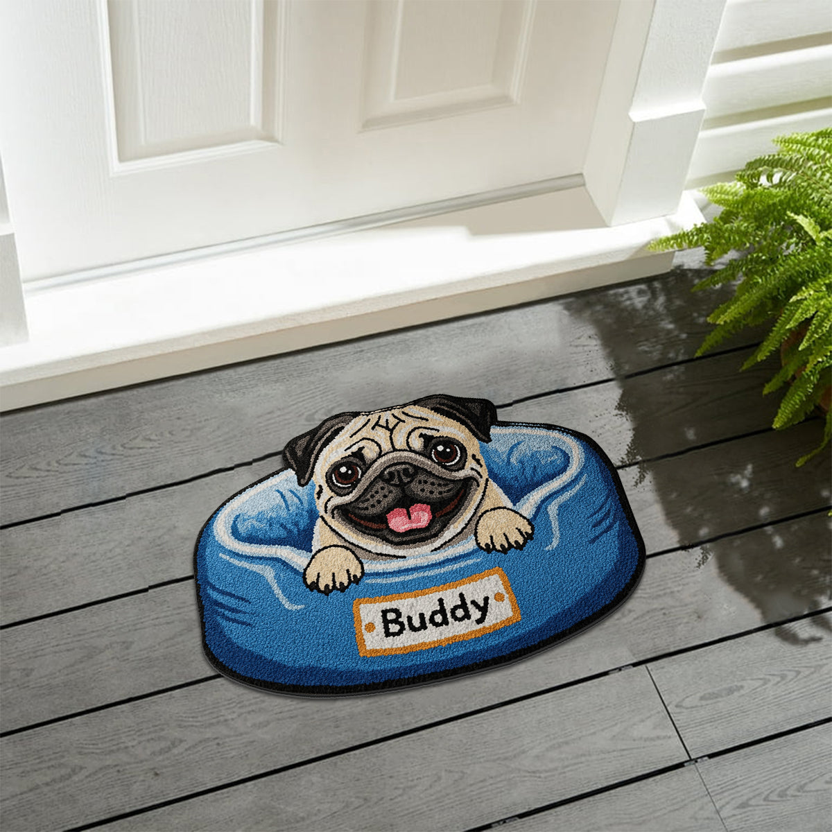 Happy Peeking Dog - Personalized Dog Non-Slip Tufted Rug