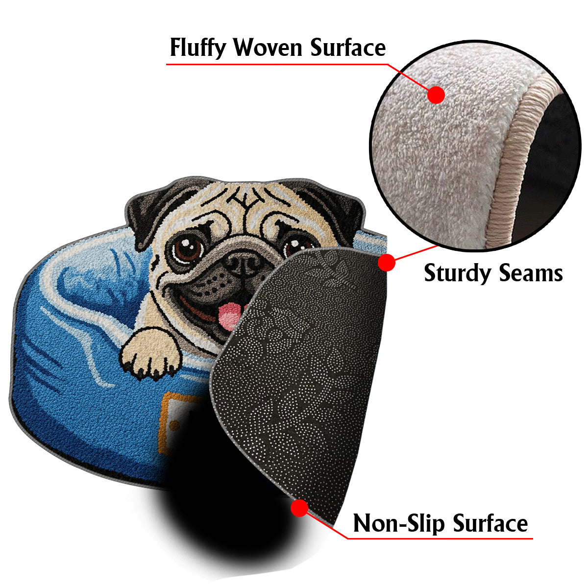 Happy Peeking Dog - Personalized Dog Non-Slip Tufted Rug