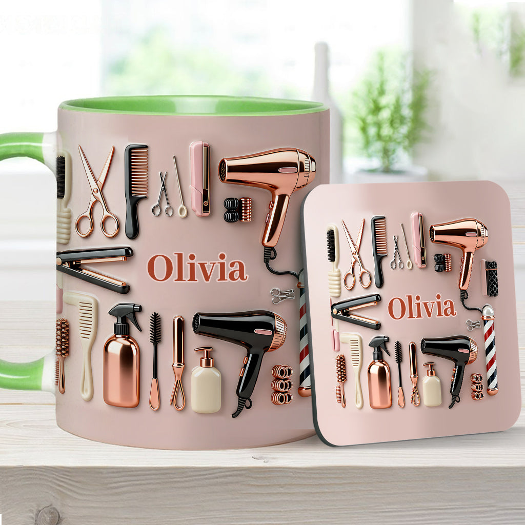 Proud Hair Stylist - Personalized Hairdresser Accent Mug & Coaster