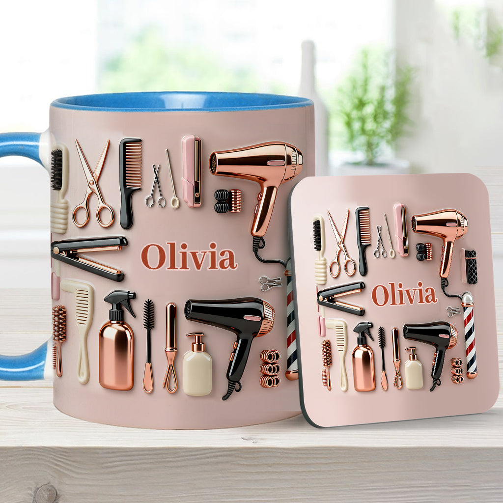 Proud Hair Stylist - Personalized Hairdresser Accent Mug & Coaster