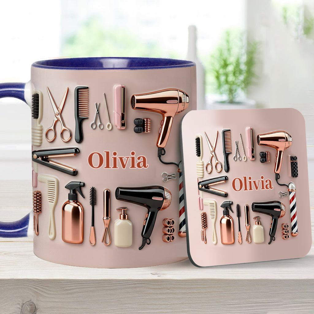 Proud Hair Stylist - Personalized Hairdresser Accent Mug & Coaster