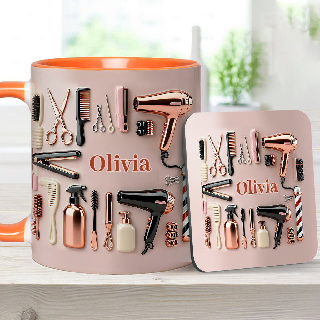 Proud Hair Stylist - Personalized Hairdresser Accent Mug & Coaster