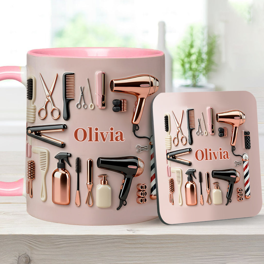 Proud Hair Stylist - Personalized Hairdresser Accent Mug & Coaster
