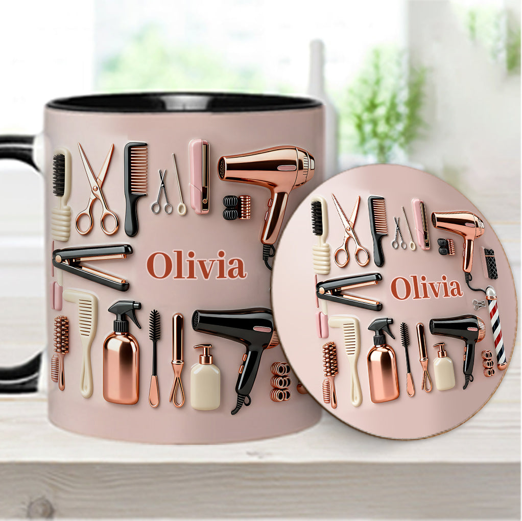 Proud Hair Stylist - Personalized Hairdresser Accent Mug & Coaster