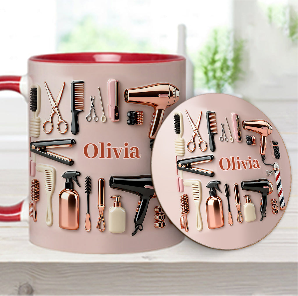 Proud Hair Stylist - Personalized Hairdresser Accent Mug & Coaster
