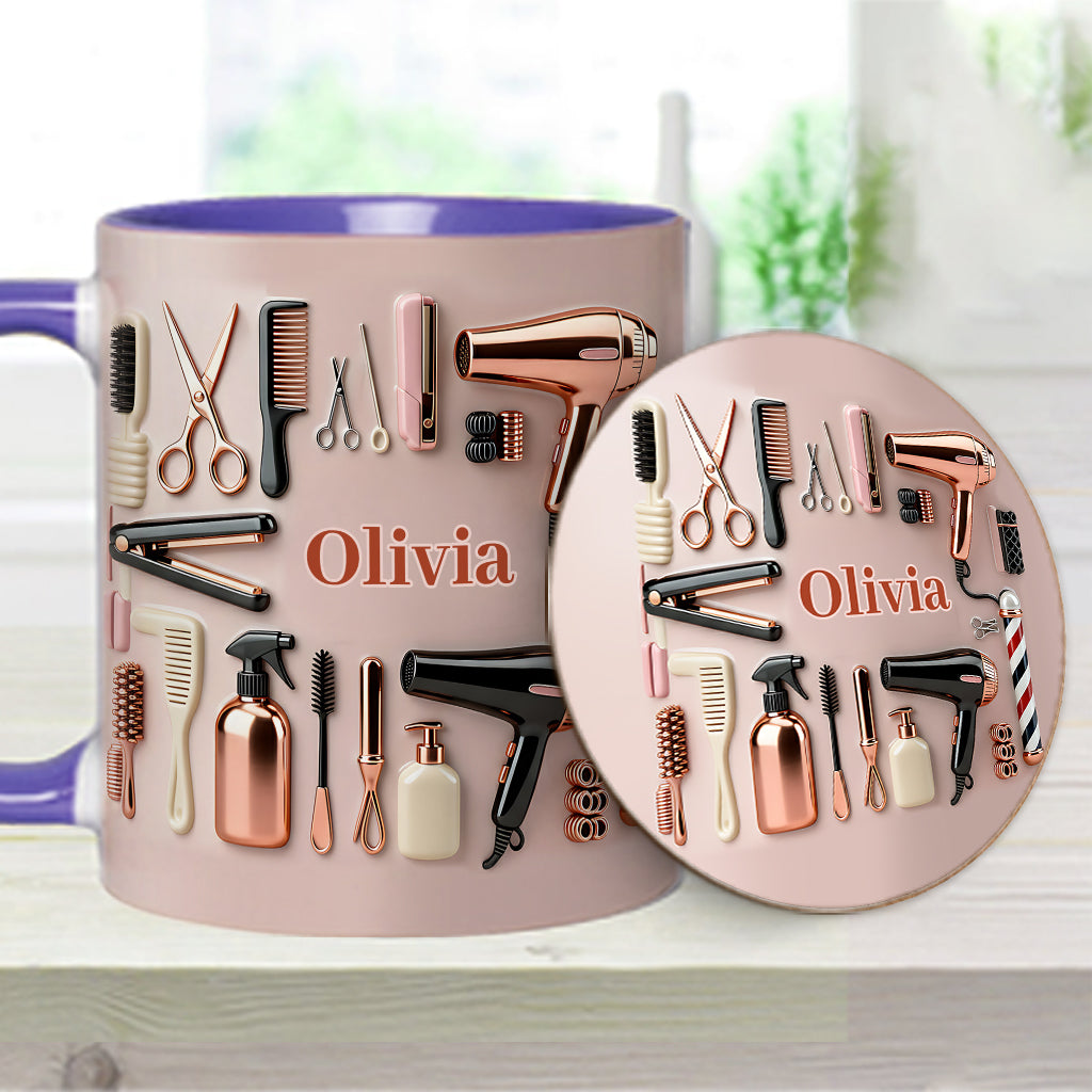 Proud Hair Stylist - Personalized Hairdresser Accent Mug & Coaster
