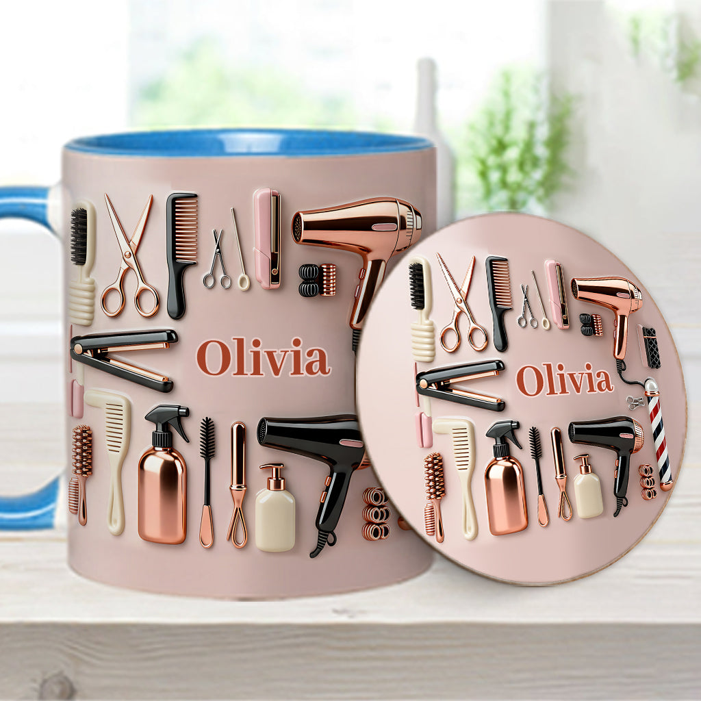 Proud Hair Stylist - Personalized Hairdresser Accent Mug & Coaster