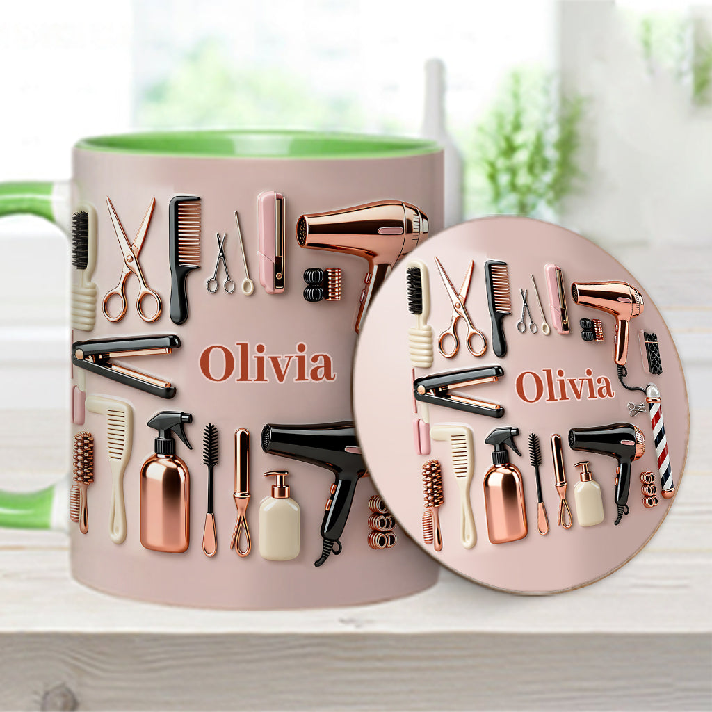 Proud Hair Stylist - Personalized Hairdresser Accent Mug & Coaster