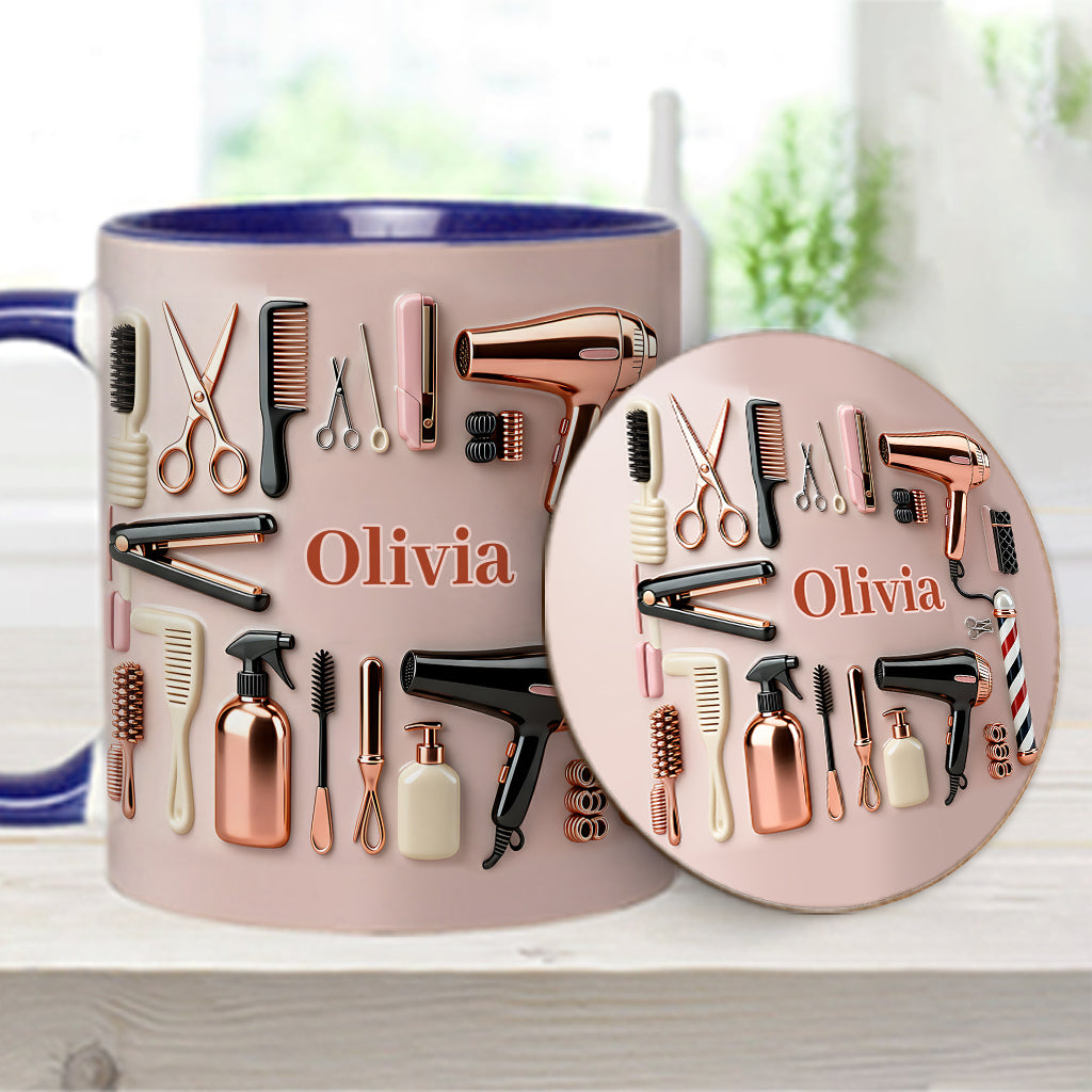 Proud Hair Stylist - Personalized Hairdresser Accent Mug & Coaster