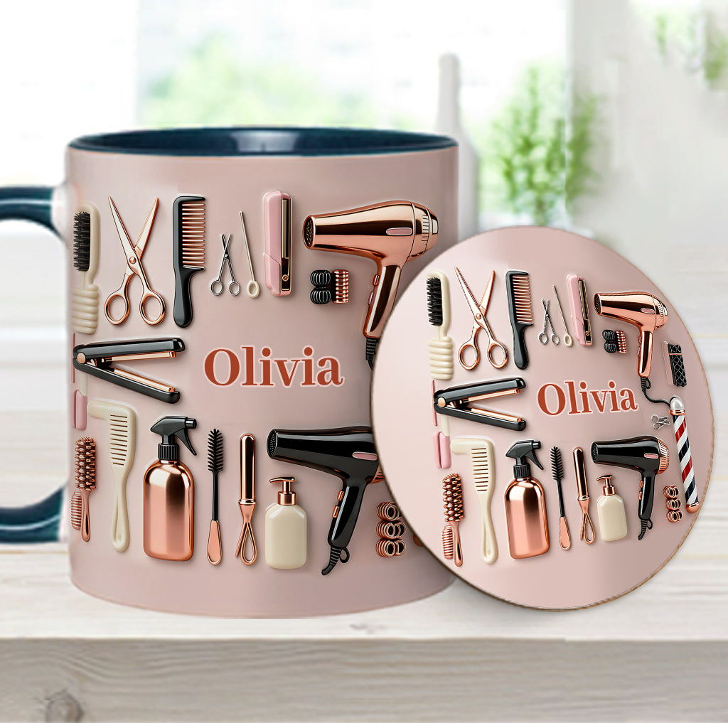 Proud Hair Stylist - Personalized Hairdresser Accent Mug & Coaster